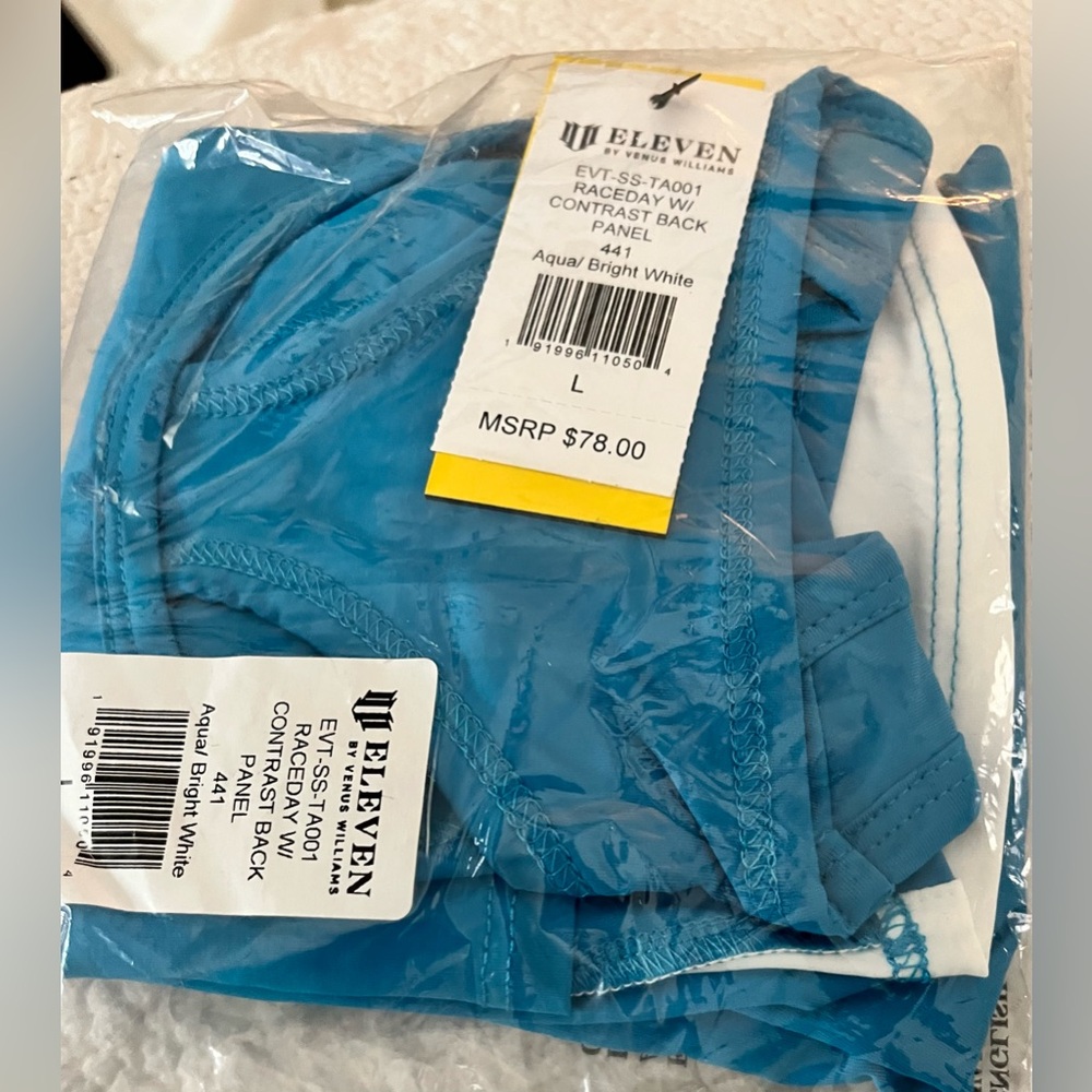 EleVen by Venus Williams Blue and White Tank Top